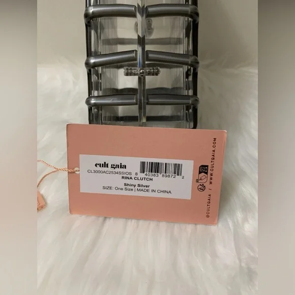 Cult Gaia Rina Caged Clear Acrylic Clutch Bag In Shiny Silver NEW IN BOX $388 - Picture 12 of 15
